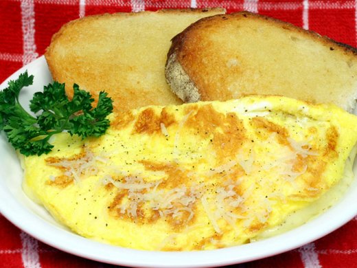 Käse-Kräuter-Omelette mit gerösteter Peperoni