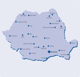 Karte der NephroCare Dialysezentren in Rumänien