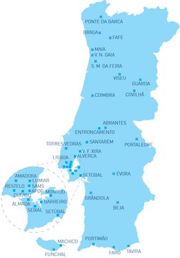 Karte der NephroCare Dialysezentren in Portugal